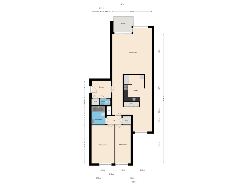 Bekijk plattegrond van Derde verdieping van Hazepaterslaan 254