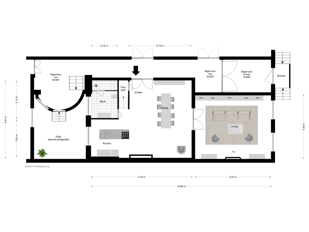 Bekijk plattegrond van BEGANE GROND van Keizersgracht 71-HLV