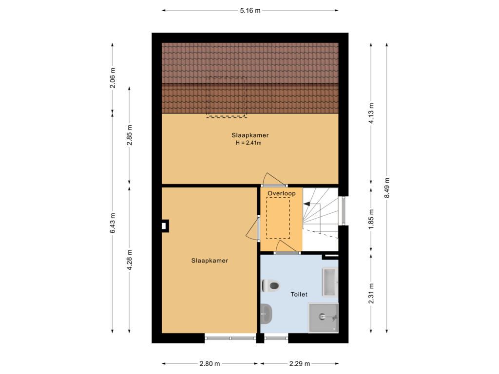 View floorplan of Eerste verdieping of Schouw 48 1