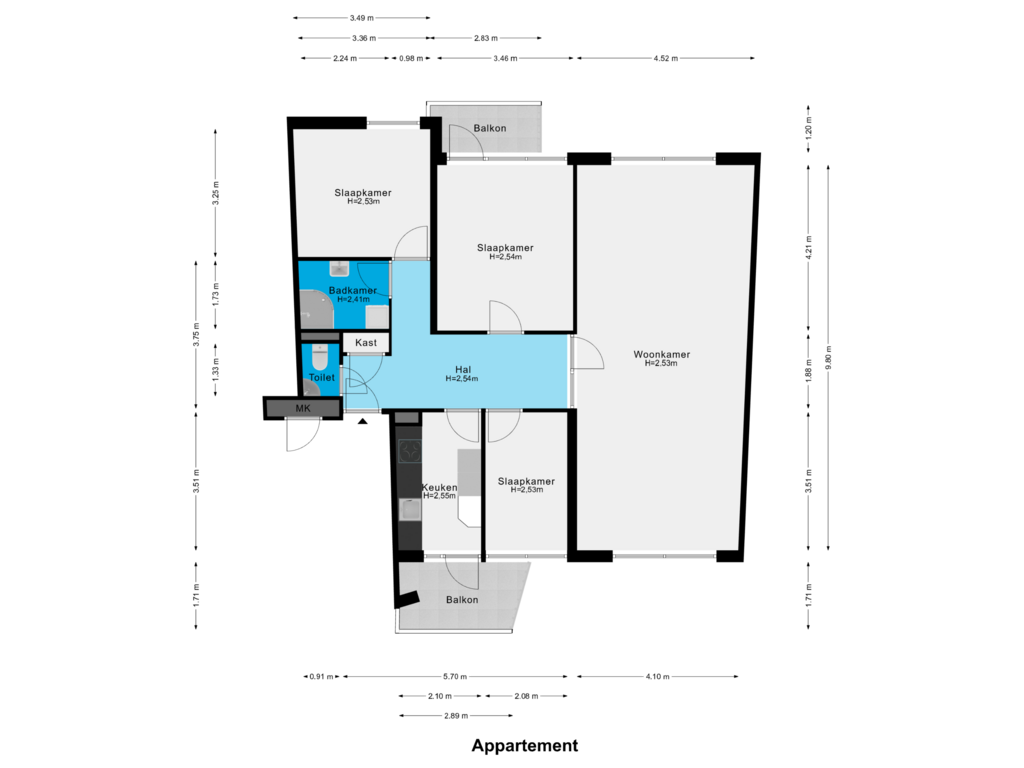 Bekijk plattegrond van Appartement van Oranjeplein 41-D