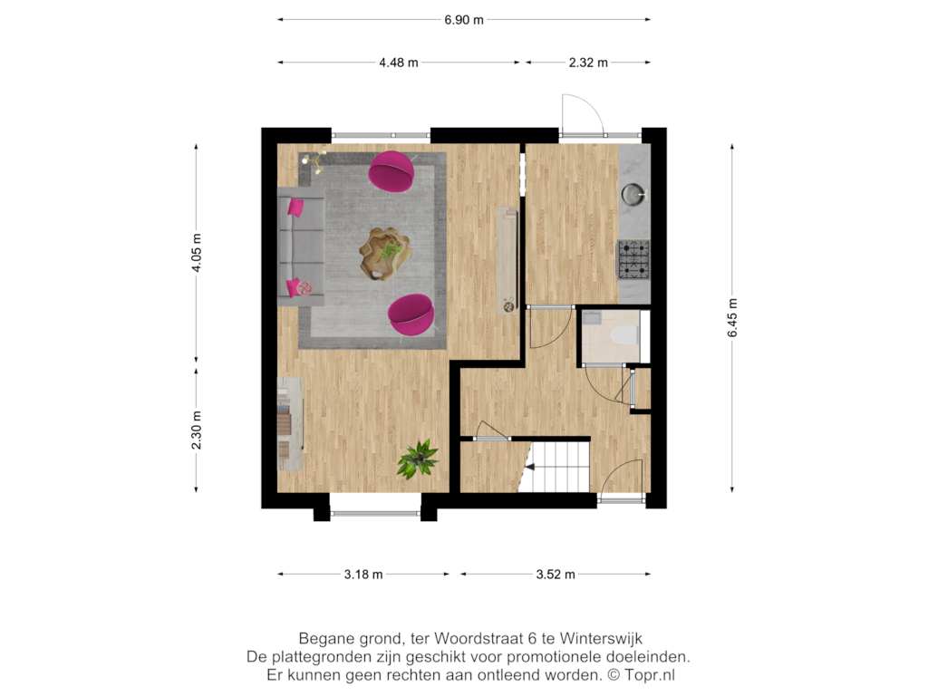 Bekijk plattegrond van Begane grond van ter Woordstraat 6