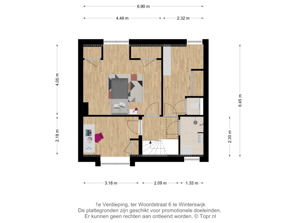 Bekijk plattegrond van 1e Verdieping van ter Woordstraat 6