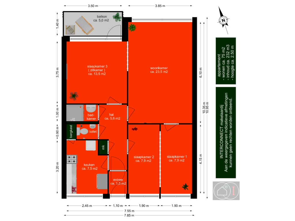 Bekijk plattegrond van app. on 3rd floor van Tobias Asserlaan 137