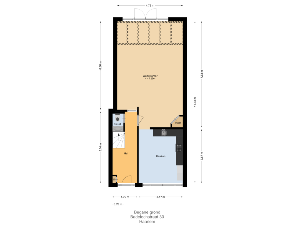 View floorplan of Begane grond of Badelochstraat 30