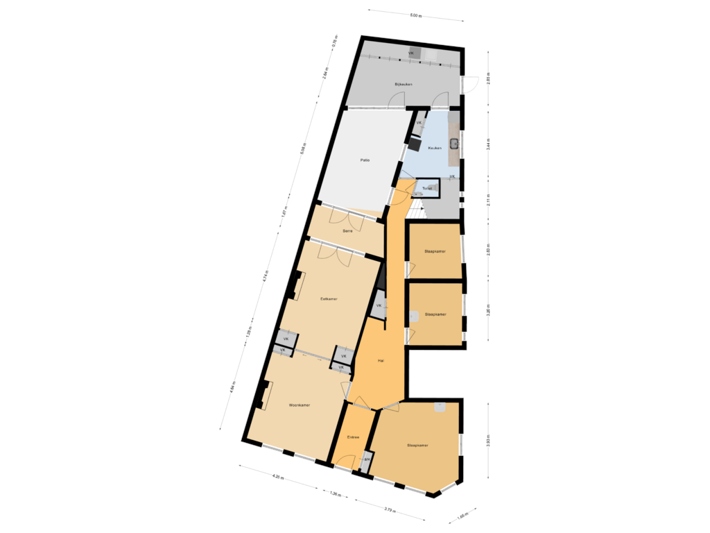 View floorplan of Begane grond of van der Does de Willeboissingel 52