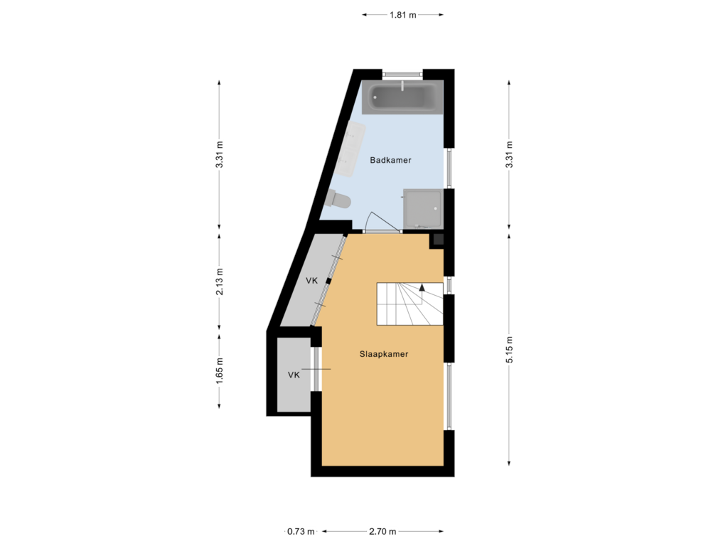 View floorplan of 1e Verdieping of van der Does de Willeboissingel 52