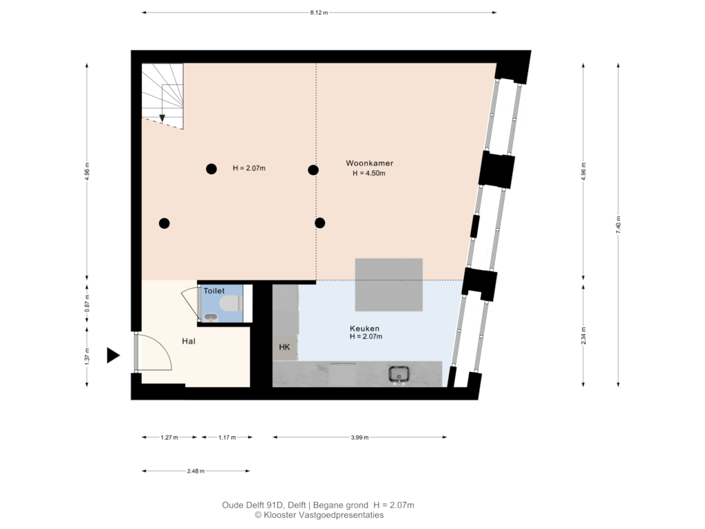 Bekijk plattegrond van Begane grond van Oude Delft 91-D