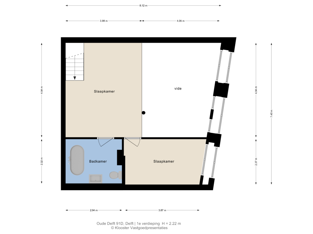 Bekijk plattegrond van 1e verdieping van Oude Delft 91-D