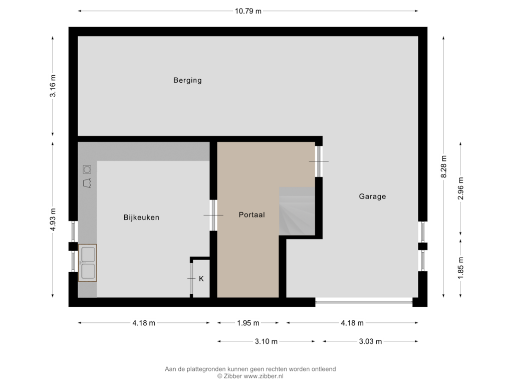 Bekijk plattegrond van Souterrain van Bergstraat 24