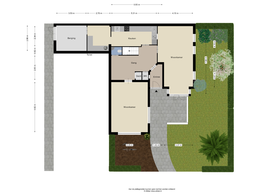 View floorplan of Begane grond Tuin of Oosterstraat 27