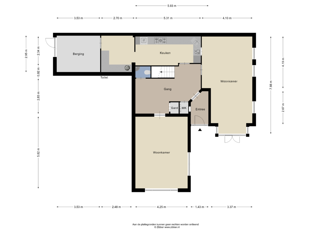 View floorplan of Begane grond of Oosterstraat 27