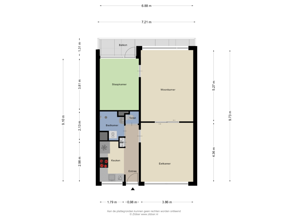 View floorplan of Appartement of Hendrik Tollensstraat 128