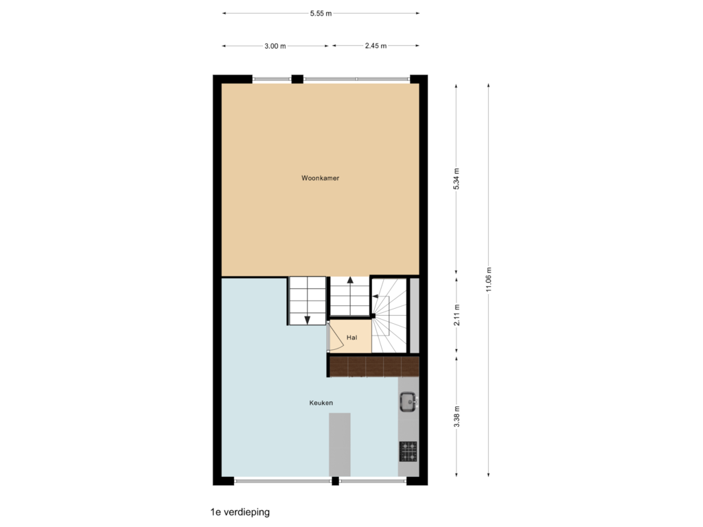 View floorplan of 1e of Vrijheer van Eslaan 6