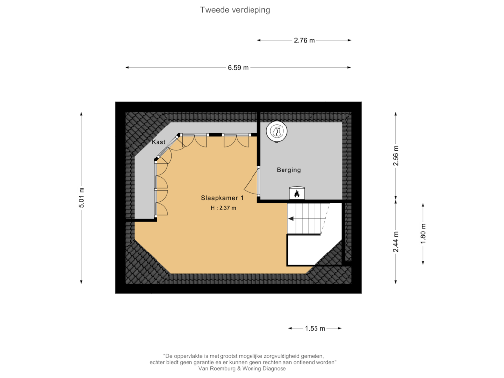 View floorplan of Tweede verdieping of Bangert 60