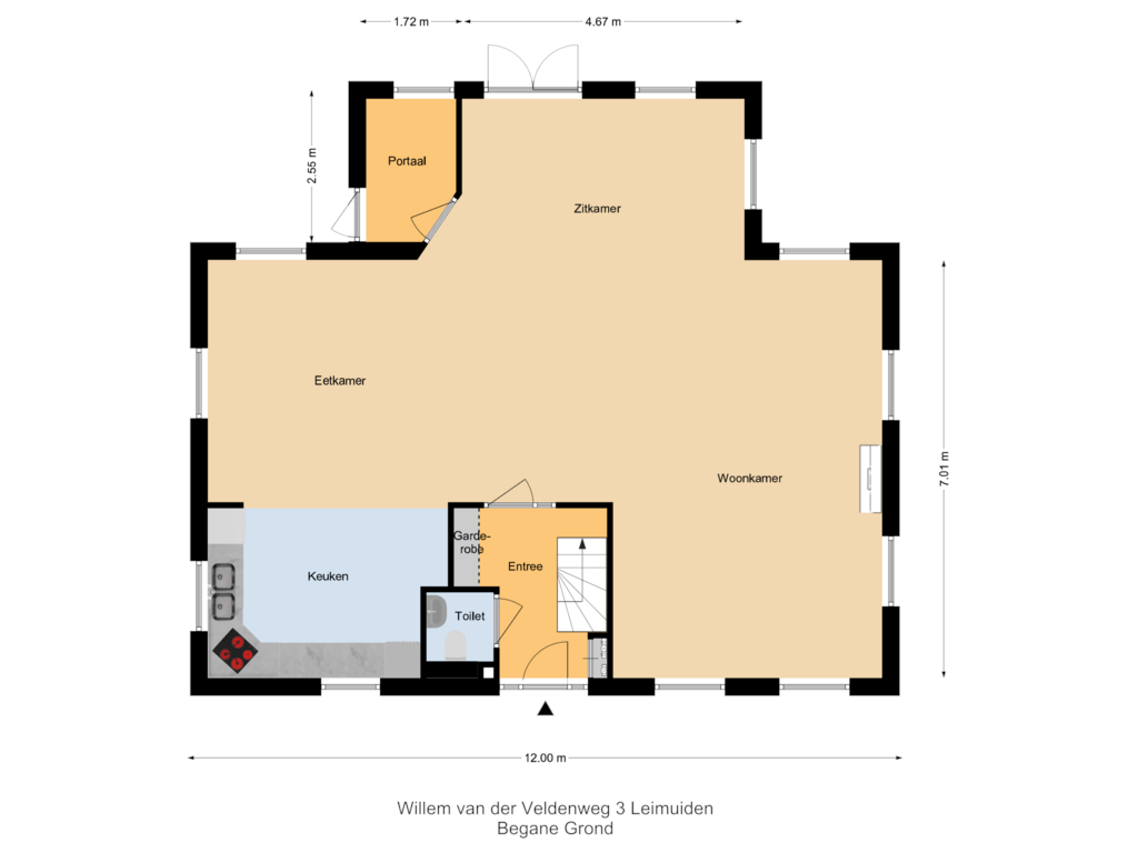 Bekijk plattegrond van Begane Grond van Willem van der Veldenweg 3