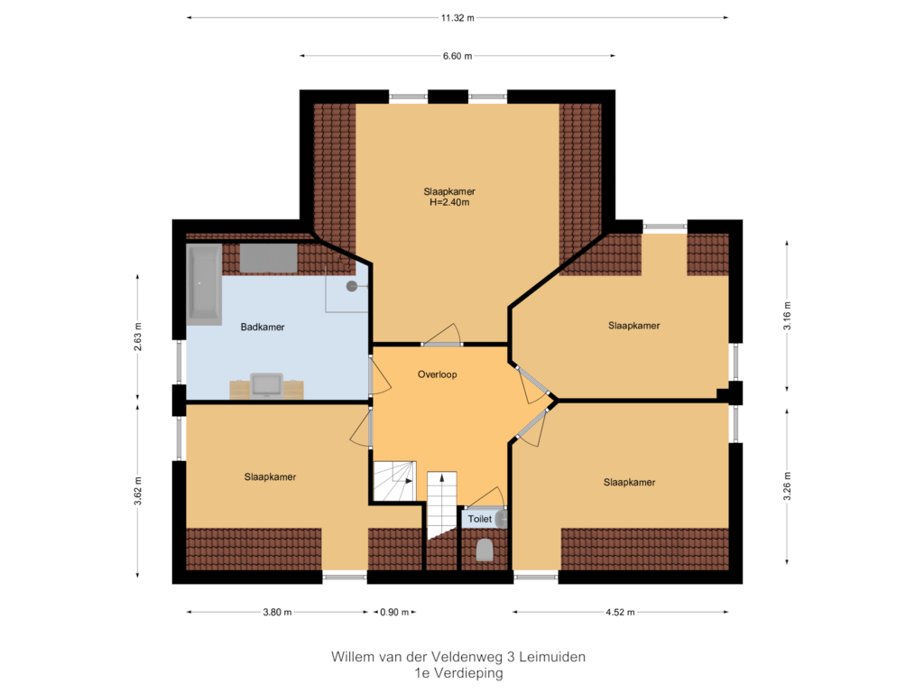 Bekijk plattegrond van 1e Verdieping van Willem van der Veldenweg 3