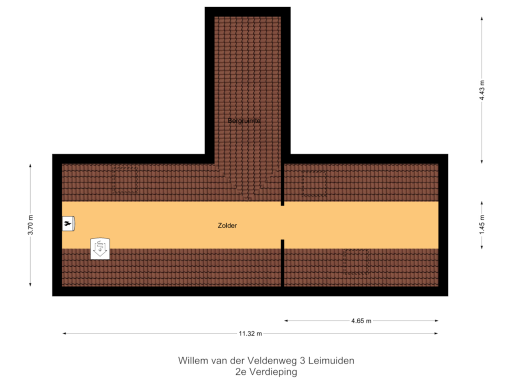 Bekijk plattegrond van 2e Verdieping van Willem van der Veldenweg 3