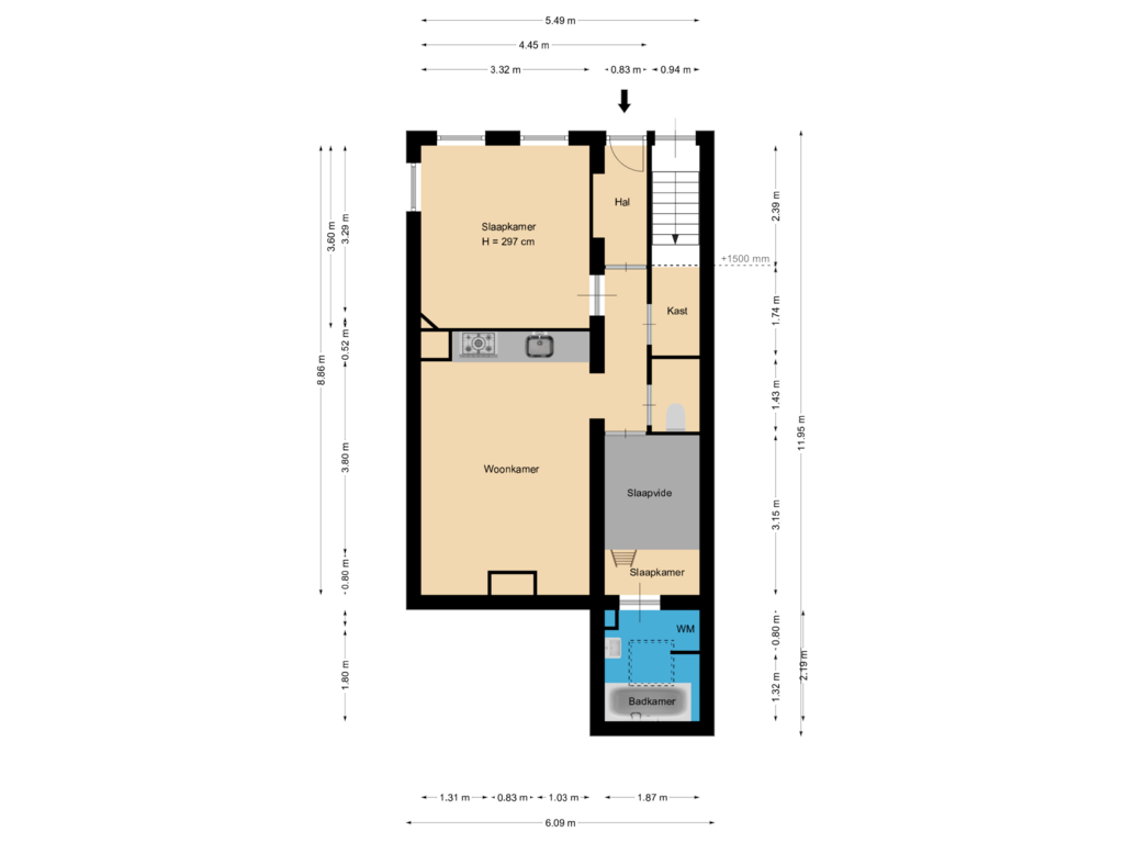 View floorplan of Begane grond of Lootsstraat 16-H