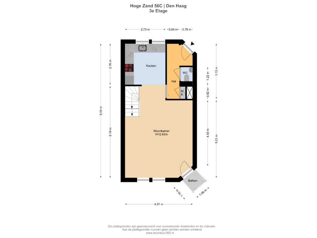 Bekijk plattegrond van 3e Etage van Hoge Zand 56-C