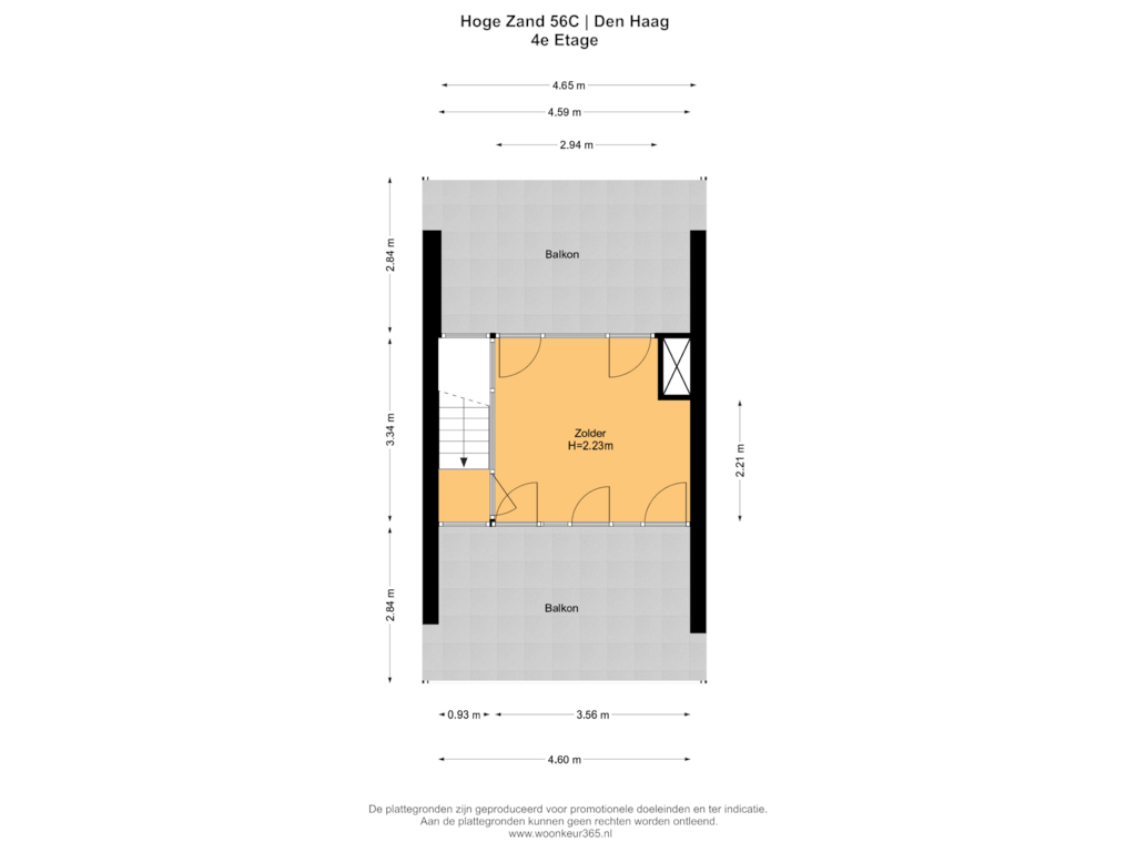 Bekijk plattegrond van 4e Etage van Hoge Zand 56-C