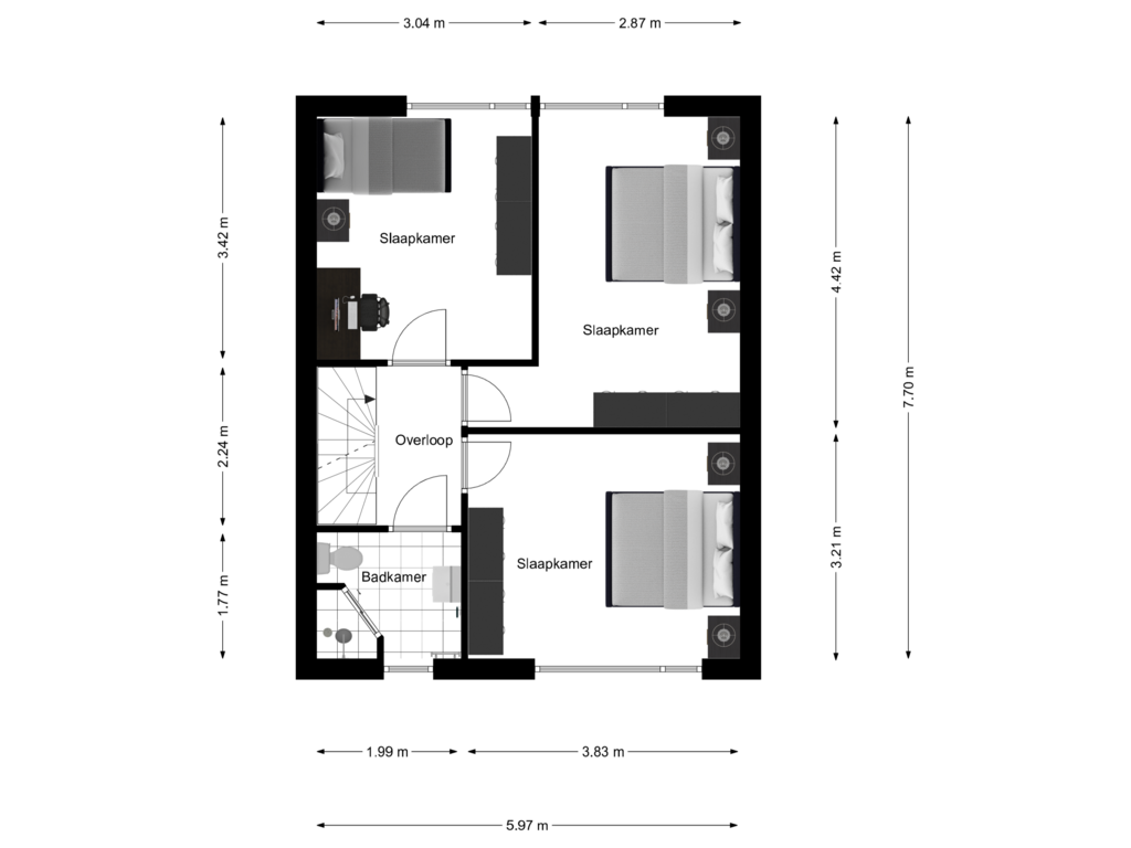 Bekijk plattegrond van 1ste verdieping van P.K.Pelstraat 6