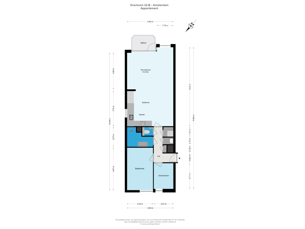 View floorplan of Appartement of Overtoom 22-B