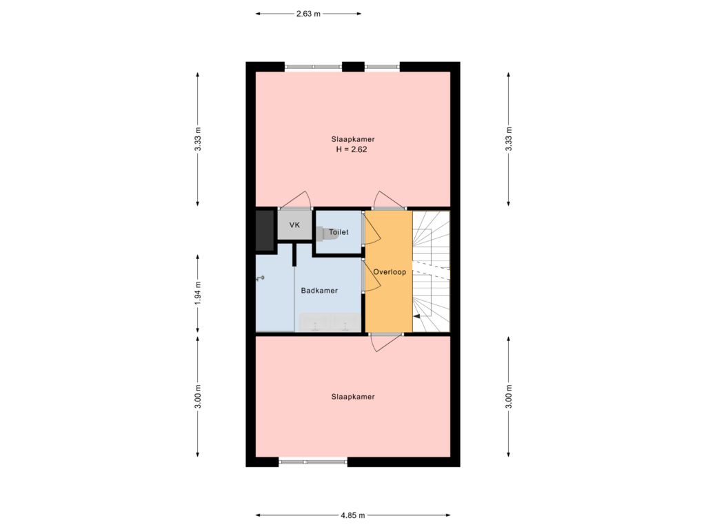 Bekijk plattegrond van tweede etage van Johan de Wittstraat 204