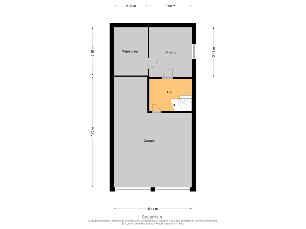 Bekijk plattegrond van Souterrain van Onderlangs 1