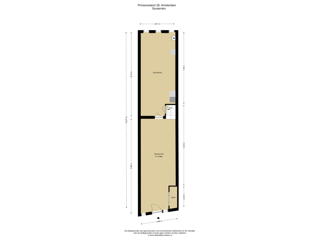 Bekijk plattegrond van Souterrain van Prinseneiland 39