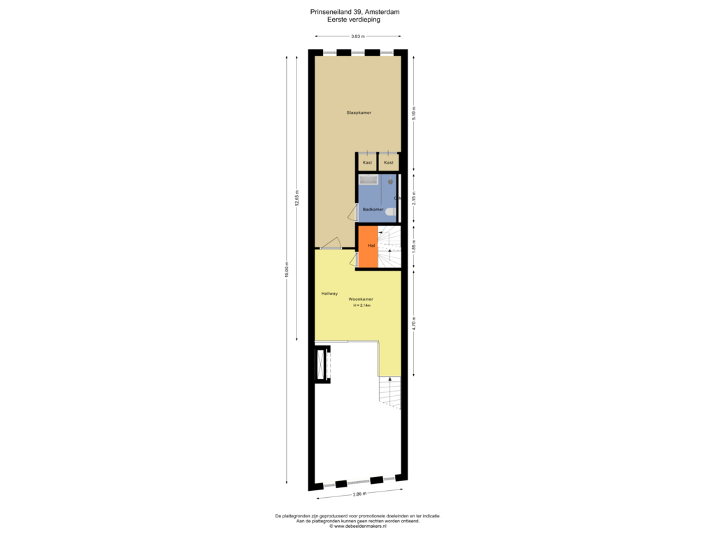 Bekijk plattegrond van Eerste verdieping van Prinseneiland 39