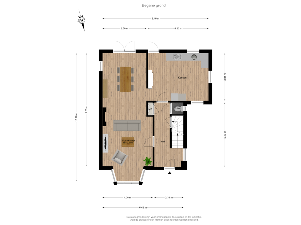 View floorplan of Begane grond of Schoonenburgseweg 7