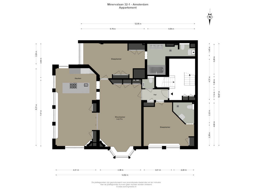 Bekijk plattegrond van Appartement van Minervalaan 32-1