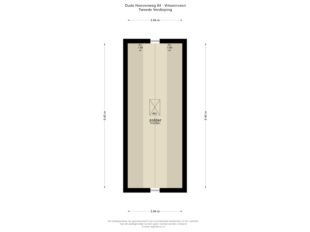 View floorplan of Tweede Verdieping of Oude Hoevenweg 84