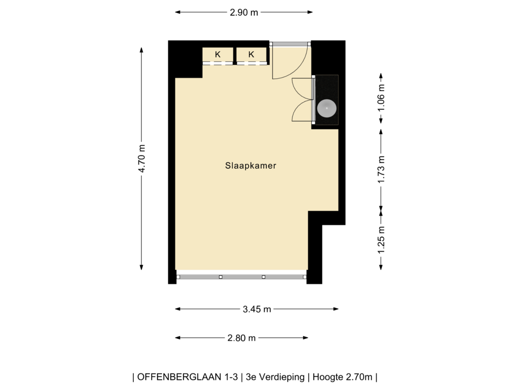 View floorplan of 3e Verdieping of Offenberglaan 1-3