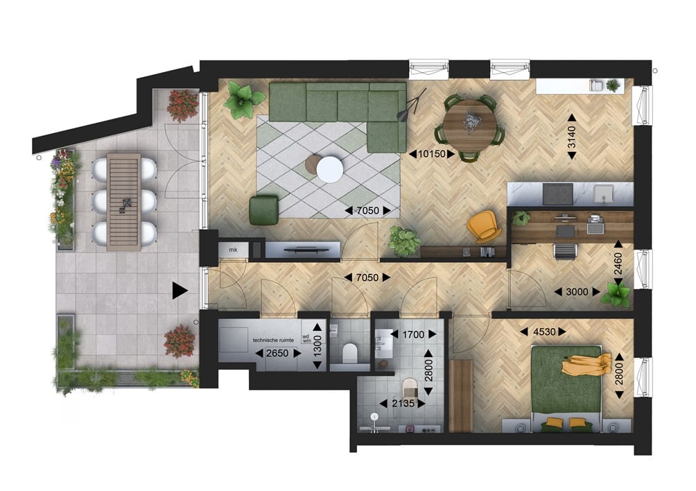 Foto 9 van Wonen aan de binnentuin (Bouwnr. 1)