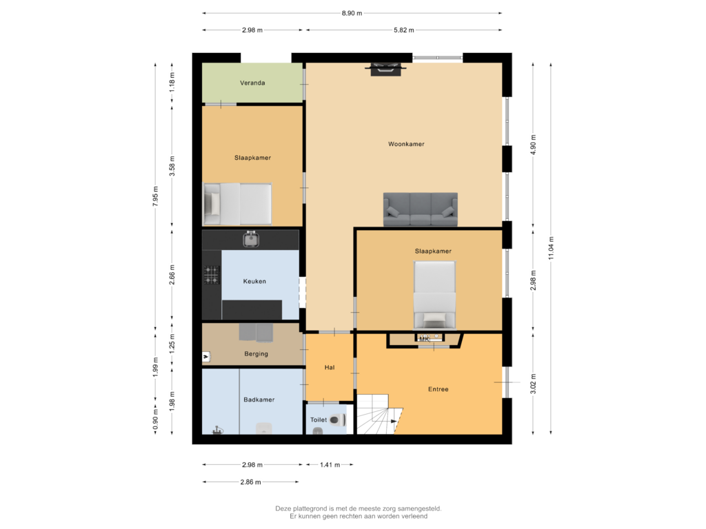 Bekijk plattegrond van Begane grond van Boschweg 25-02