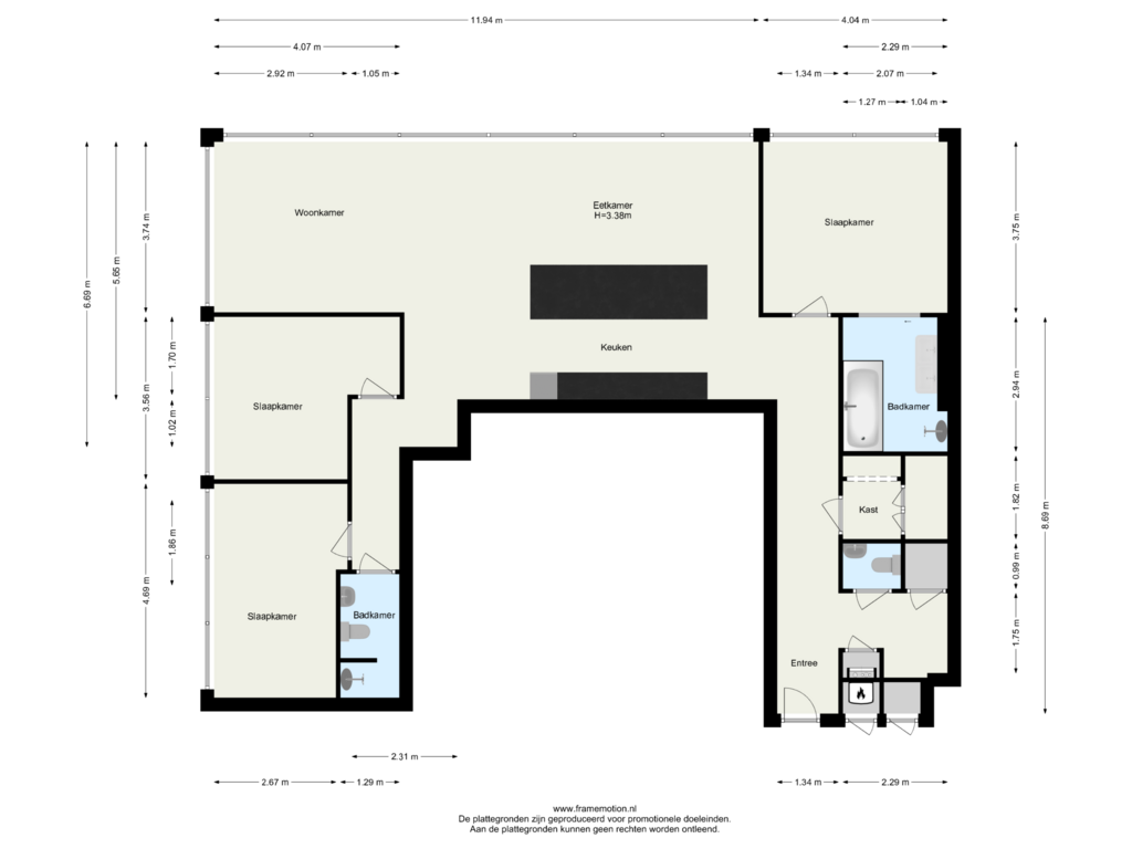 Bekijk plattegrond van Verdieping 1 van Westzeedijk 409-F