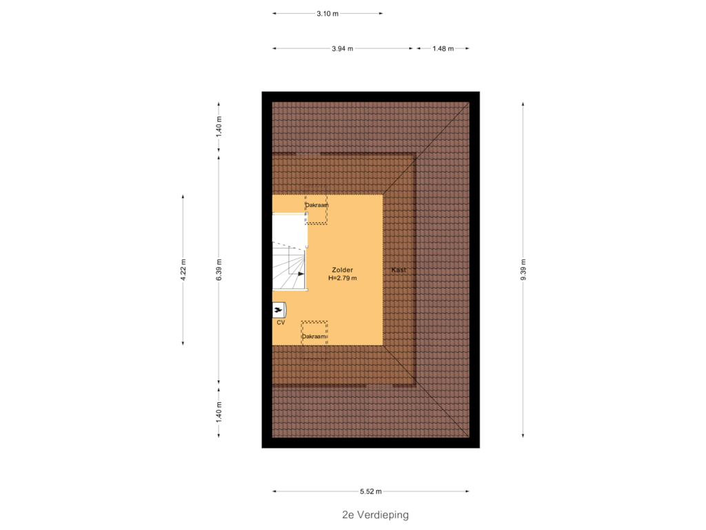 Bekijk plattegrond van 2e Verdieping van Burgemeester Schrijnderlaan 23