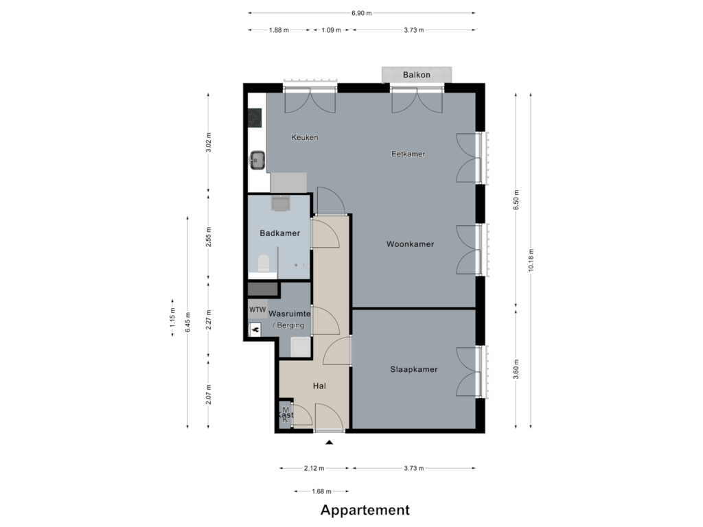 Bekijk plattegrond van Appartement van Wilhelminaplein 13