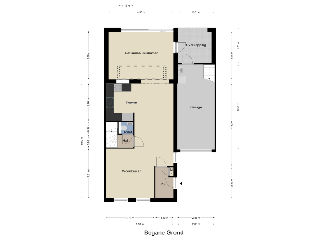 Bekijk plattegrond van Begane Grond van Hertenerweg 44