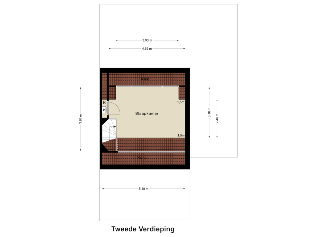 Bekijk plattegrond van Tweede Verdieping van Hertenerweg 44