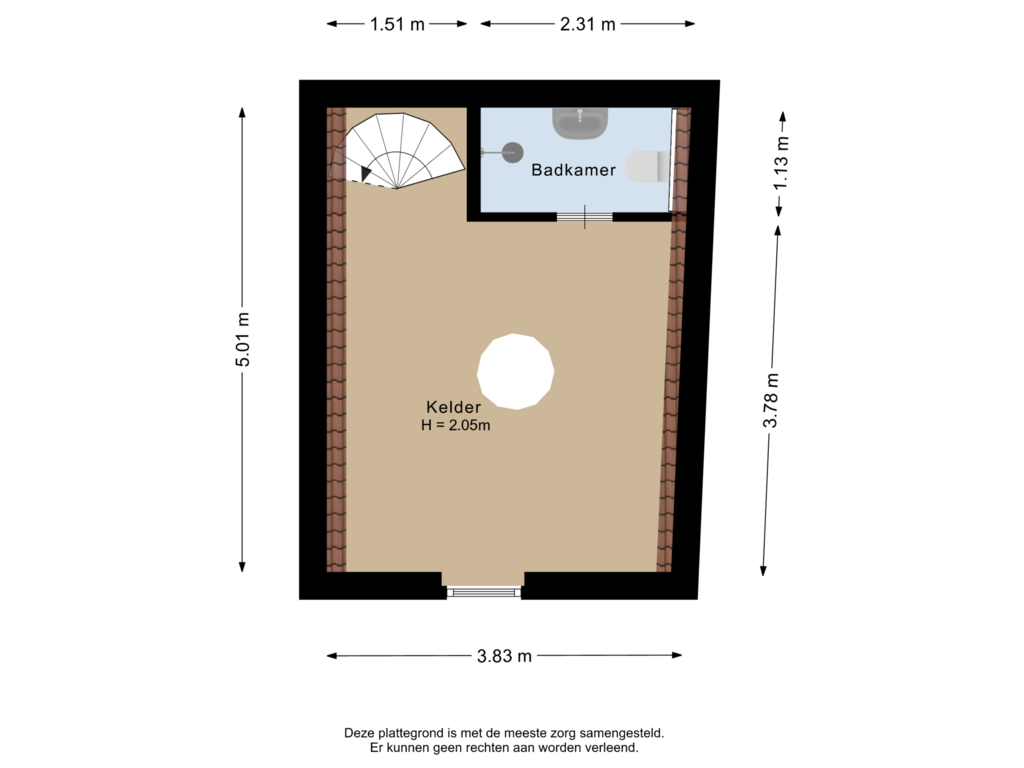 Bekijk plattegrond van Kelder van Broederenkerkstraat 9