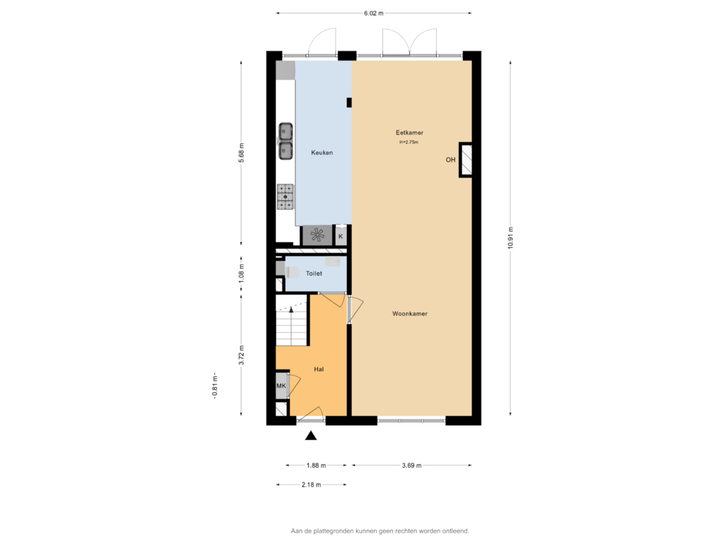 Bekijk plattegrond van Begane grond van Lange Nieuwstraat 42-BS