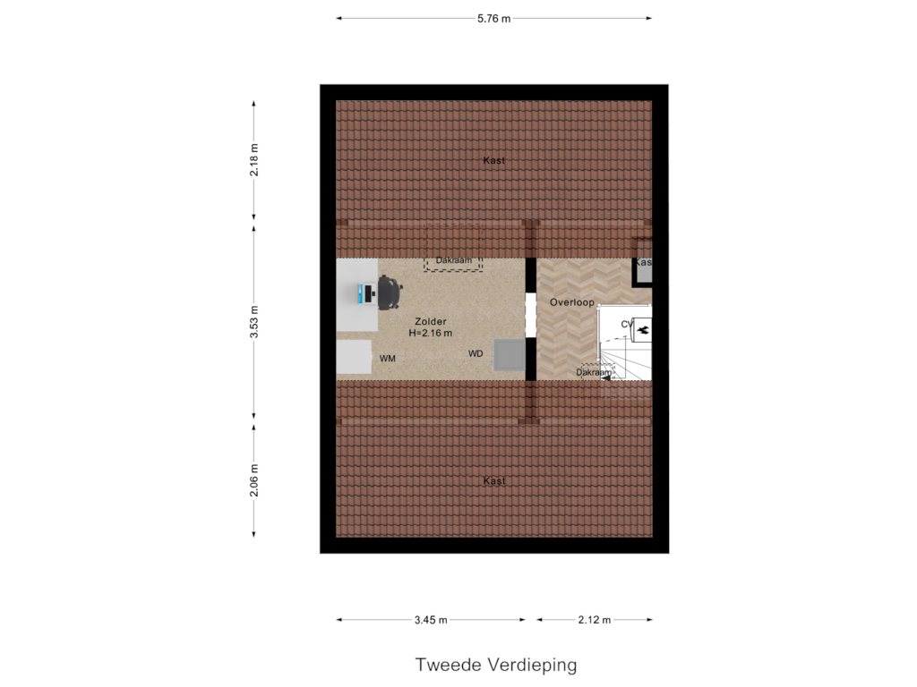 Bekijk plattegrond van Tweede Verdieping van Pieter Stastokweg 22