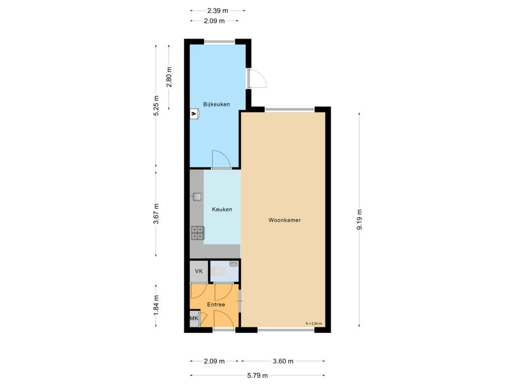 View floorplan of Begane Grond of Bark 59