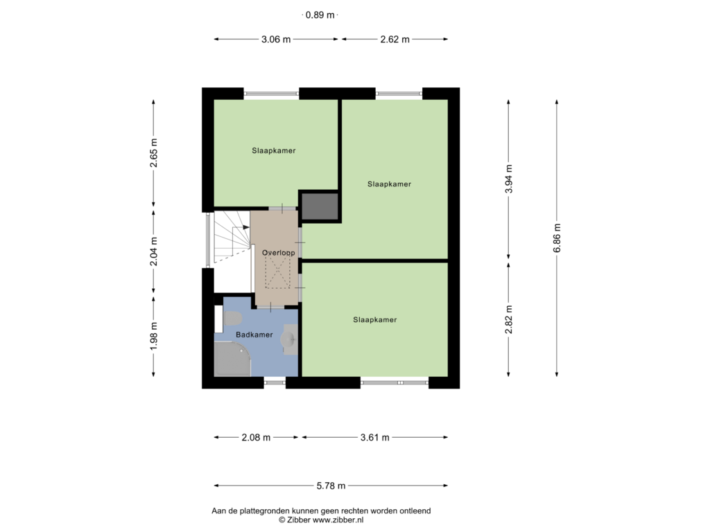 View floorplan of Eerste verdieping of Pr. Bernhardstraat 3