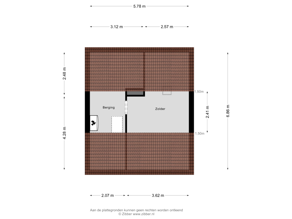 View floorplan of Zolder of Pr. Bernhardstraat 3