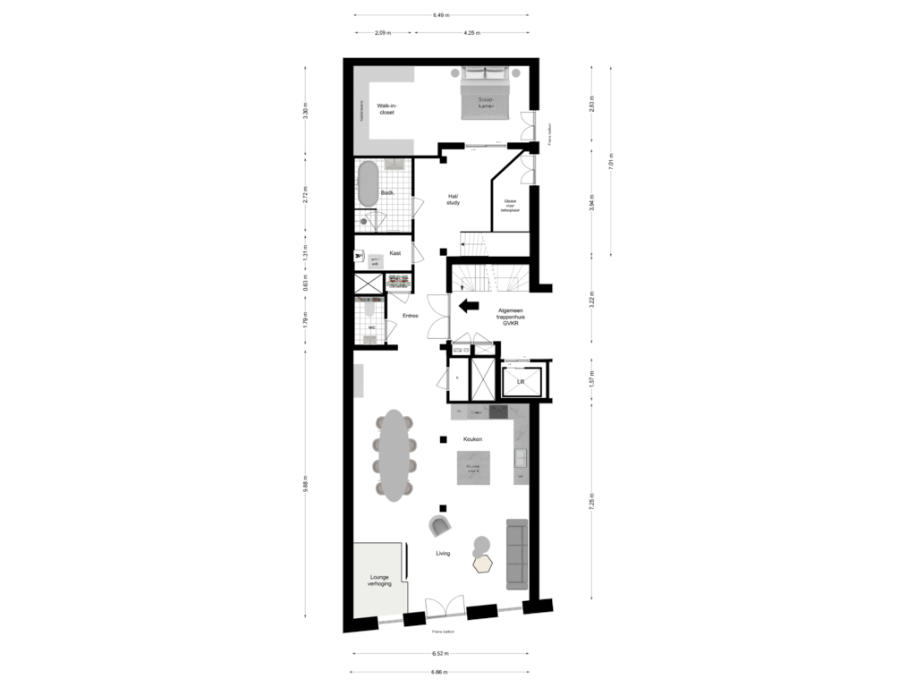 Bekijk plattegrond van BEL ETAGE van Houtkopersburgwal 14