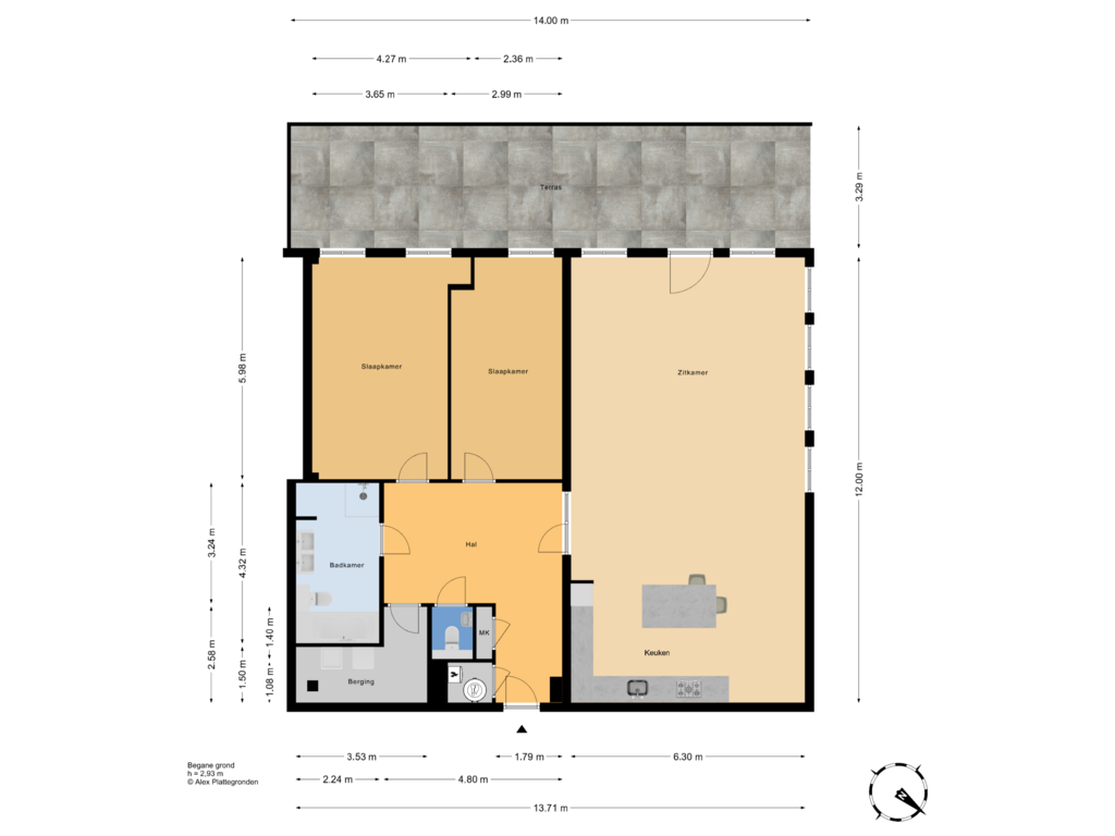 View floorplan of Begane grond of Oostduinlaan 42-C