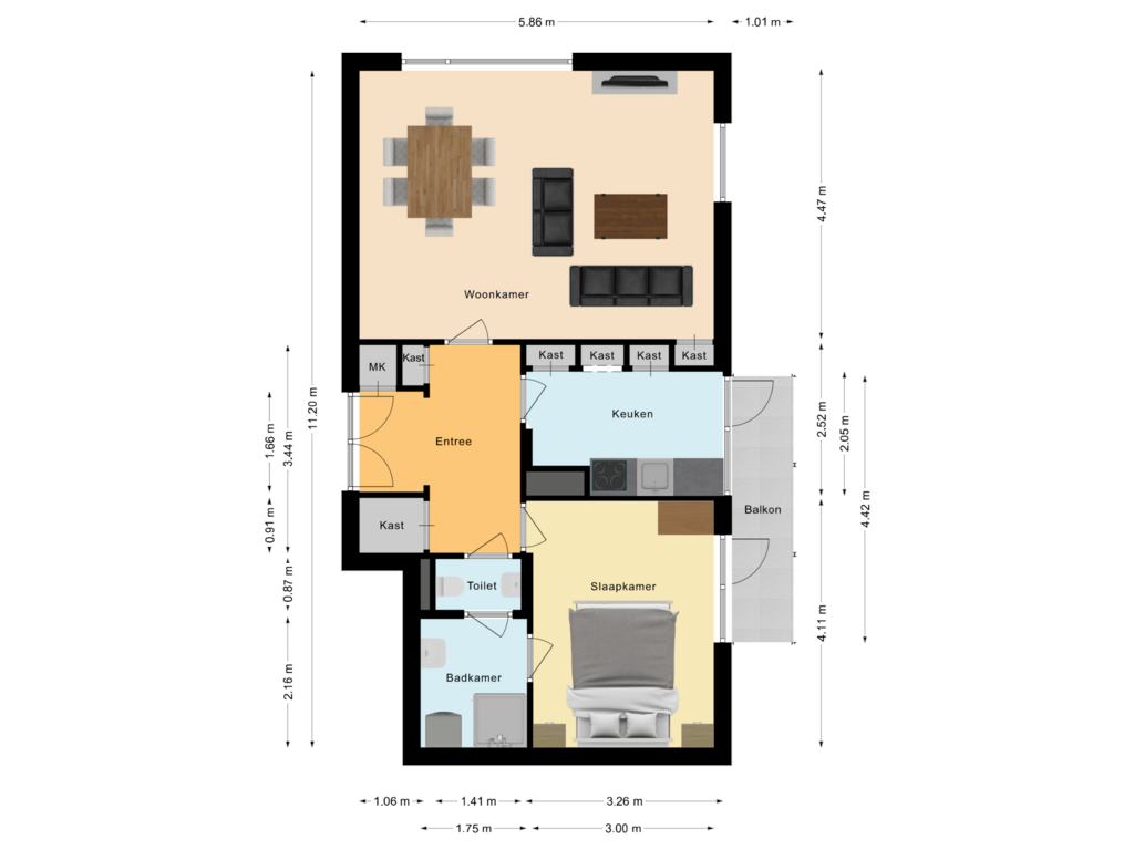 Bekijk plattegrond van Appartement van Plantijnstraat 51